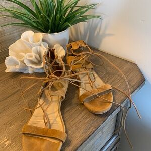 Stuart Weitzman Tan Leather Laceup Gladiator Sandal Size 6.5